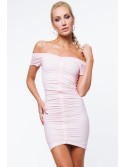 Carmen neckline dress, light pink ZZ213 - Online store - Boutique